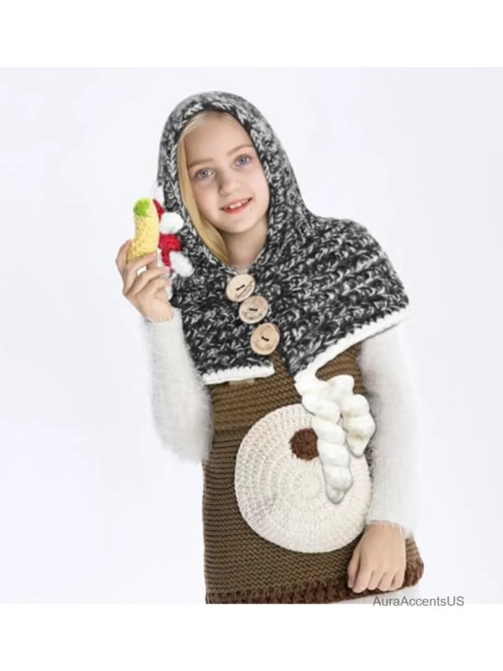 Kids Knitted Cat Animal Winter Hat with Scarf - Soft Warm Beanie